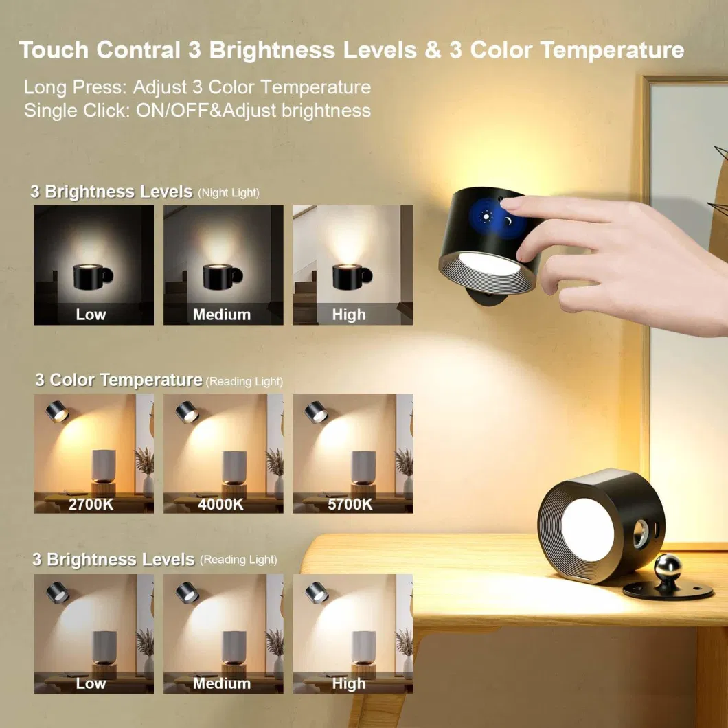 Touch &amp; Remote Control LED Wall Light Rechargeable Magnetic Mounted
