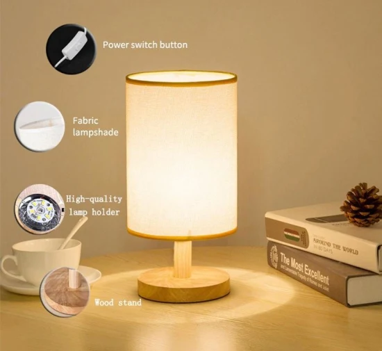 Style LED Wooden Bedside Minimal Luxury Home Decor Switch Control Reading Light